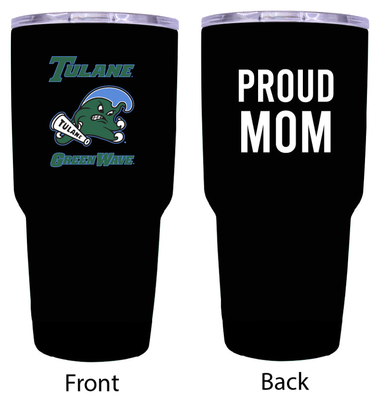 Tulane University Green Wave Proud Mom 24 oz Insulated Stainless Steel Tumbler - Black