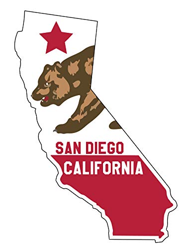 San Diego California 4 Inch State Shape Vinyl Decal Sticker