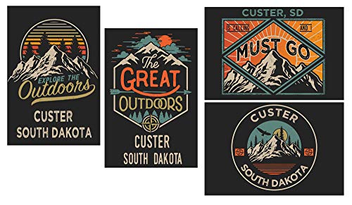 Custer South Dakota Souvenir 2x3 Inch Fridge Magnet The Great Outdoors Design 4-Pack