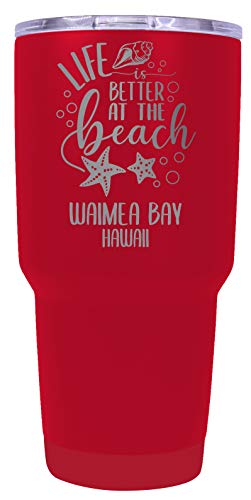 Waimea Bay Hawaii Souvenir Laser Engraved 24 Oz Insulated Stainless Steel Tumbler Red