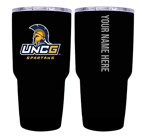 Collegiate Custom Personalized North Carolina Greensboro Spartans, 24 oz Insulated Stainless Steel Tumbler with Engraved Name (Black)