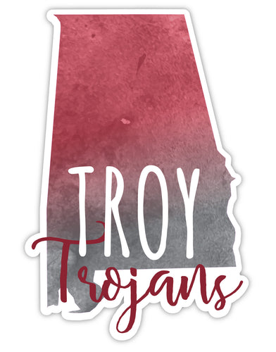 Troy University 2-Inch on one of its sides Watercolor Design NCAA Durable School Spirit Vinyl Decal Sticker