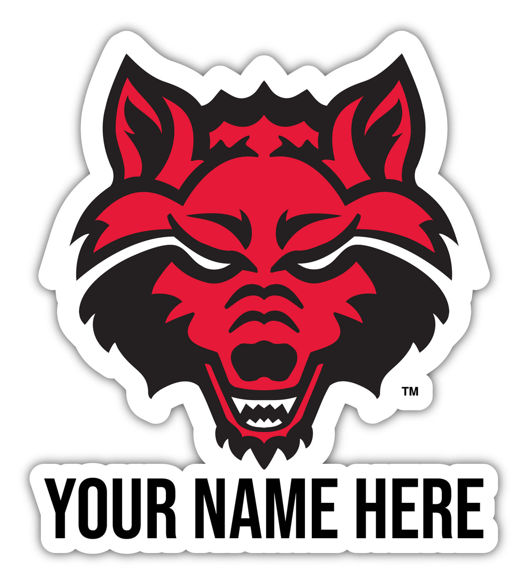 Arkansas State 9x14-Inch Mascot Logo NCAA Custom Name Vinyl Sticker - Personalize with Name
