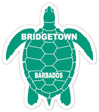Bridgetown Barbados 4 Inch Green Turtle Shape Decal Sticker