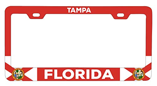 R and R Imports Tampa Florida Metal License Plate Frame Flag Design