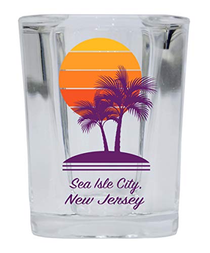Sea Isle City New Jersey Souvenir 2 Ounce Square Shot Glass Palm Design