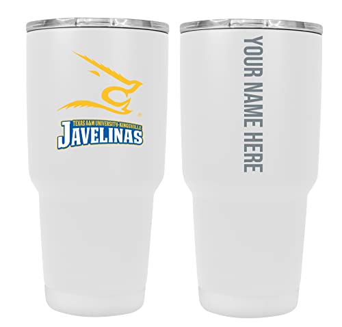 Collegiate Custom Personalized Texas A&M Kingsville Javelinas, 24 oz Insulated Stainless Steel Tumbler with Engraved Name (White)