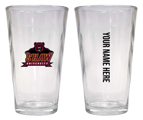Customizable NCAA Shaw University Bears 16 oz Pint Glass – Perfect Gift Personalized With your own  or any fan name