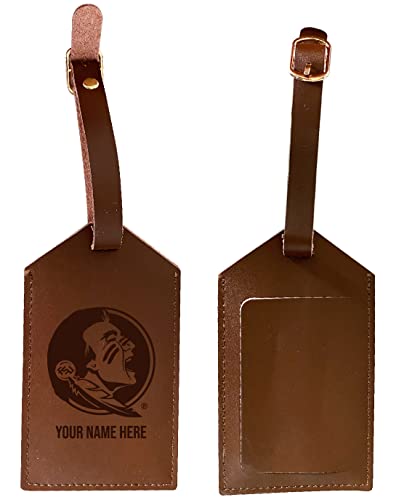 Florida State Seminoles Premium Leather Luggage Tag - Laser-Engraved Custom Name Option