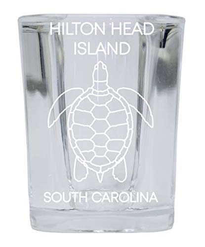 Hilton Head Island South Carolina Souvenir 2 Ounce Square Shot Glass laser etched Turtle Design