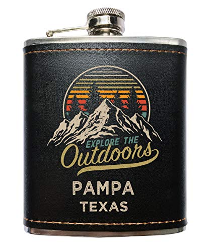 Pampa Texas Black Leather Wrapped Flask