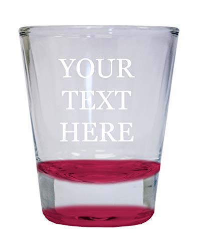 Customizable 2 Ounce Etched Engraved Round Shot Glass Personalized with Custom Text or Message (Red, 1)