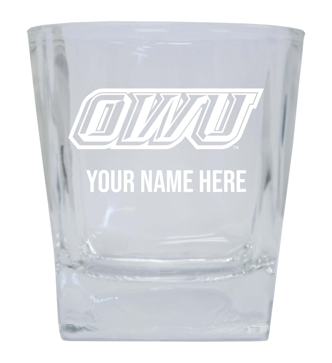 Ohio Wesleyan University NCAA Spirit Elegance - 5 ozPersonalized With Custom Name Etched Shooter Glass Tumbler