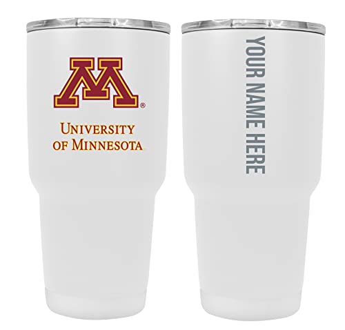Collegiate Custom Personalized Minnesota Gophers, 24 oz Insulated Stainless Steel Tumbler with Engraved Name (White)