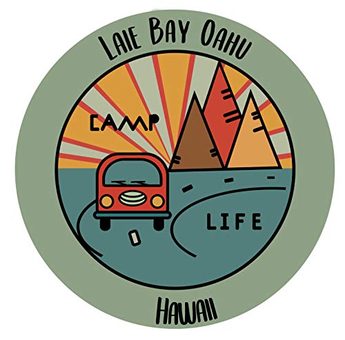 Laie Bay Oahu Hawaii Souvenir 4 Inch Vinyl Decal Sticker Camping Design