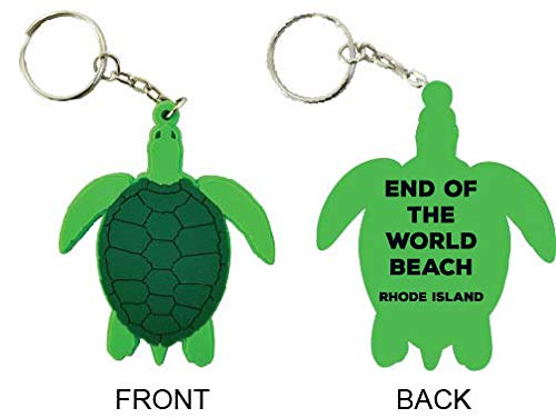 End of The World Beach Rhode Island Souvenir Green Turtle Keychain