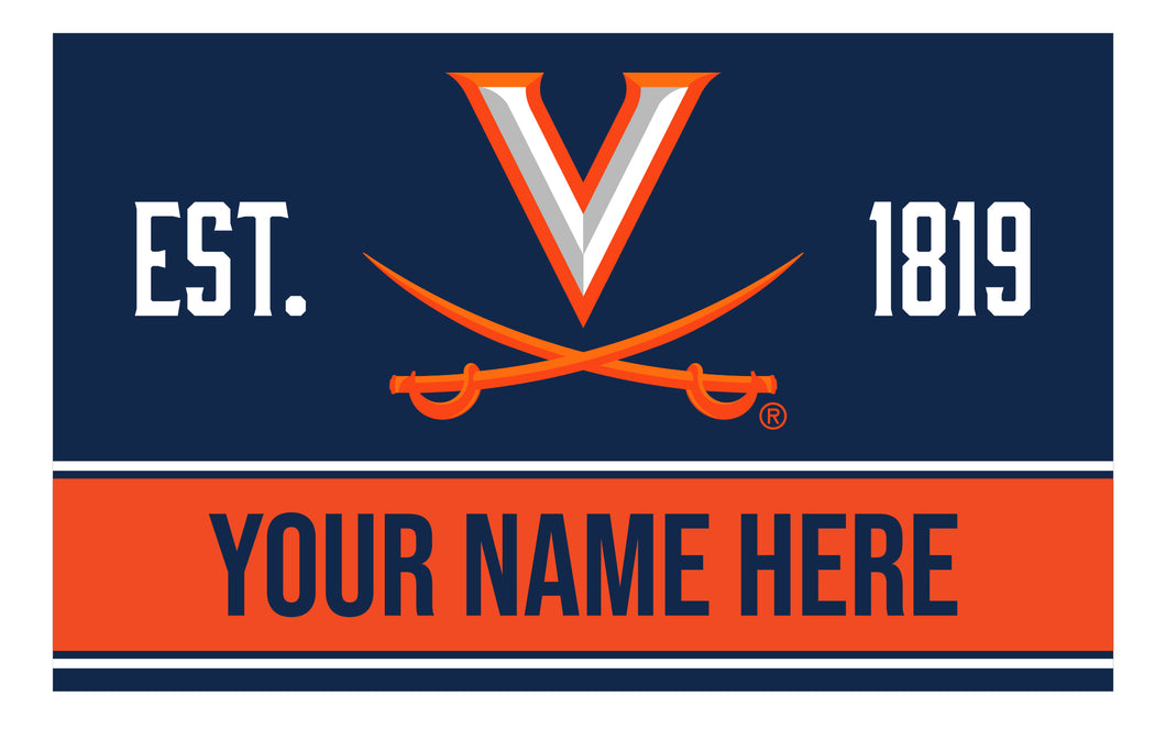 Personalized Customizable Virginia Cavaliers Wood Sign with Frame Custom Name