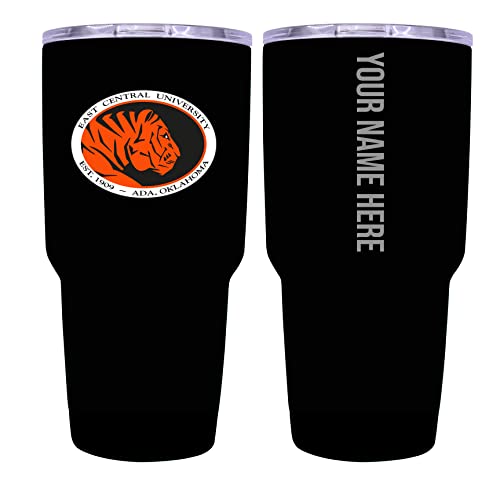 Collegiate Custom Personalized East Central University Tigers, 24 oz Insulated Stainless Steel Tumbler with Engraved Name (Black)