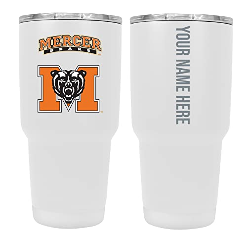 Custom Mercer University White Insulated Tumbler - 24oz Engraved Stainless Steel Travel Mug