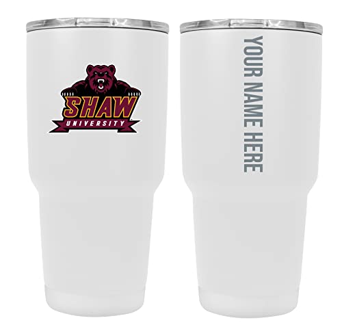 Custom Shaw University Bears White Insulated Tumbler - 24oz Engraved Stainless Steel Travel Mug