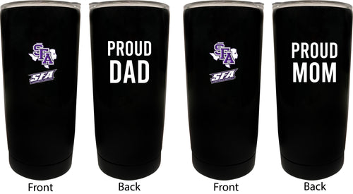 Stephen F. Austin State University NCAA Insulated Tumbler - 16oz Stainless Steel Travel Mug Proud Mom and Dad Design Black