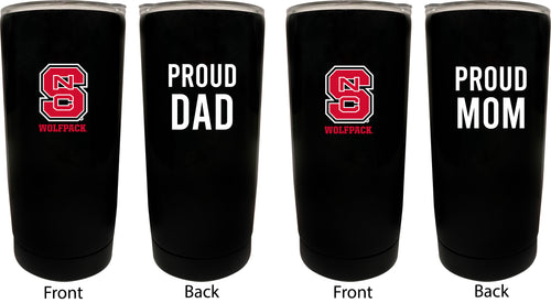NC State Wolfpack NCAA Insulated Tumbler - 16oz Stainless Steel Travel Mug Proud Mom and Dad Design Black