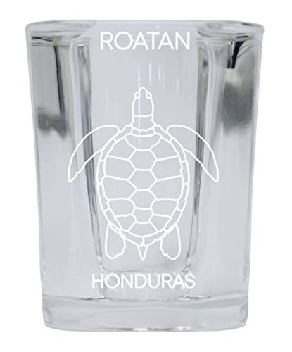 Roatan Honduras Souvenir 2 Ounce Square Shot Glass laser etched Turtle Design