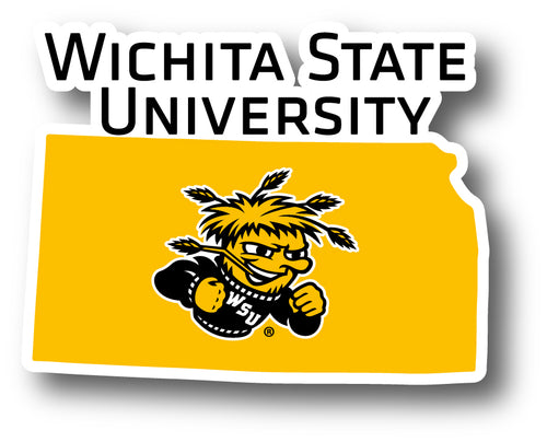 Wichita State Shockers 4-Inch State Shape NCAA Vinyl Decal Sticker for Fans, Students, and Alumni