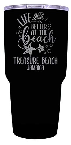 Treasure Beach Jamaica Souvenir Laser Engraved 24 Oz Insulated Stainless Steel Tumbler Black