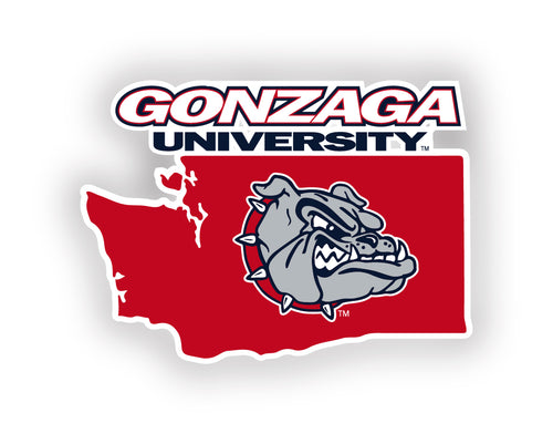 Gonzaga Bulldogs 4-Inch State Shape NCAA Vinyl Decal Sticker for Fans, Students, and Alumni
