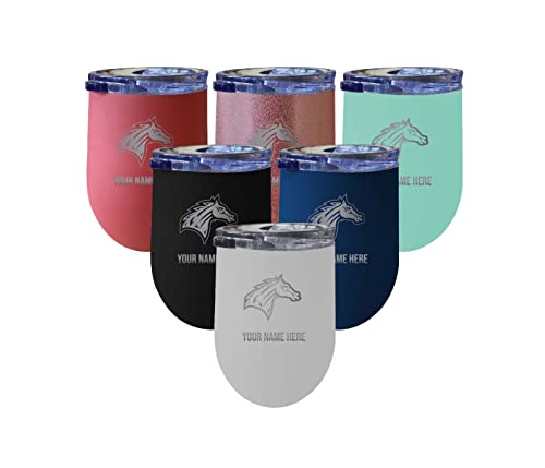 Custom Rider University Broncs NCAA Etched Wine Tumbler - 12oz Personalized Stainless Steel Insulated Cup