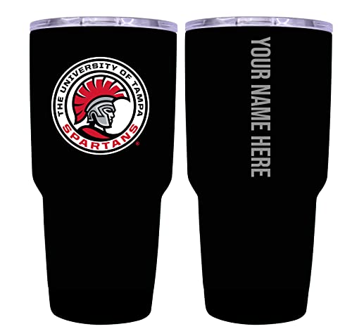 Custom University of Tampa Spartans Black Insulated Tumbler - 24oz Engraved Stainless Steel Travel Mug