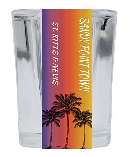 Sandy Point Town St. Kitts & Nevis 2 Ounce Square Shot Glass Palm Tree Design