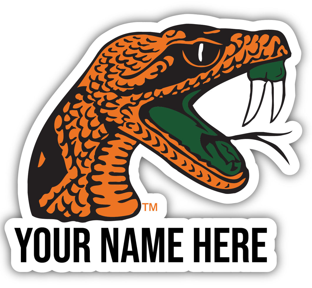 Florida A&M Rattlers 9x14-Inch Mascot Logo NCAA Custom Name Vinyl Sticker - Personalize with Name