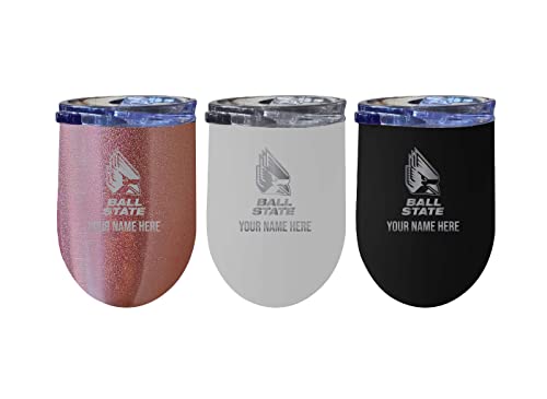 Custom Ball State University NCAA Etched Wine Tumbler - 12oz Personalized Stainless Steel Insulated Cup