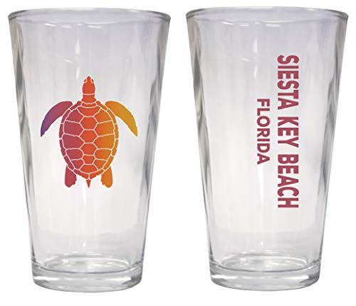Siesta Key Beach Florida Souvenir 16 oz Pint Glass Turtle Design