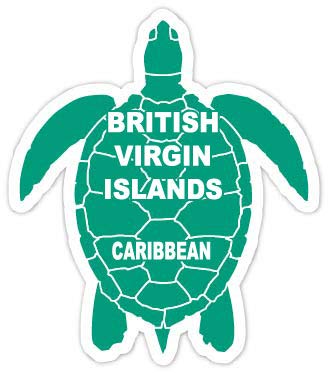 British Virgin Islands Caribbean 4 Inch Green Turtle Shape Decal Sticker