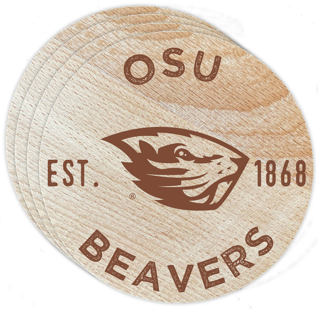 Oregon State Beavers Officially Licensed Wood Coasters (4-Pack) - Laser Engraved, Never Fade Design