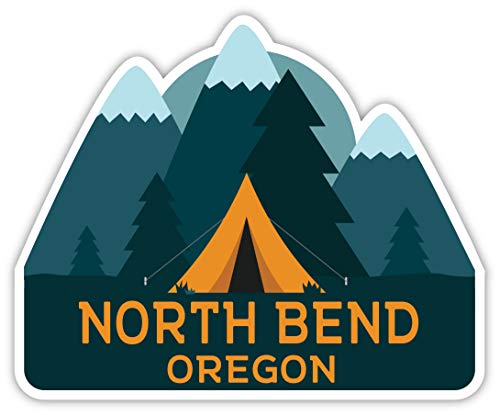 North Bend Oregon Souvenir 2-Inch Vinyl Decal Sticker Camping Tent Design