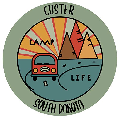 Custer South Dakota Souvenir 4 Inch Vinyl Decal Sticker Camping Design
