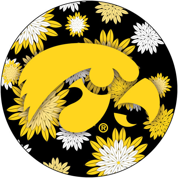 Iowa Hawkeyes Round 4-Inch NCAA Floral Love Vinyl Sticker - Blossoming School Spirit Decal