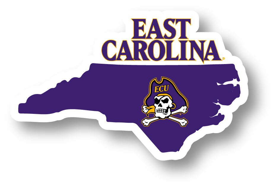 East Carolina Pirates 4-Inch State Shape NCAA Vinyl Decal Sticker for Fans, Students, and Alumni