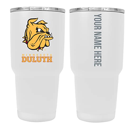 Collegiate Custom Personalized Minnesota Duluth Bulldogs, 24 oz Insulated Stainless Steel Tumbler with Engraved Name (White)