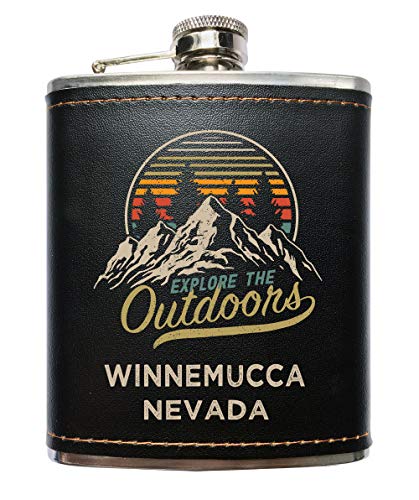 Winnemucca Nevada Black Leather Wrapped Flask