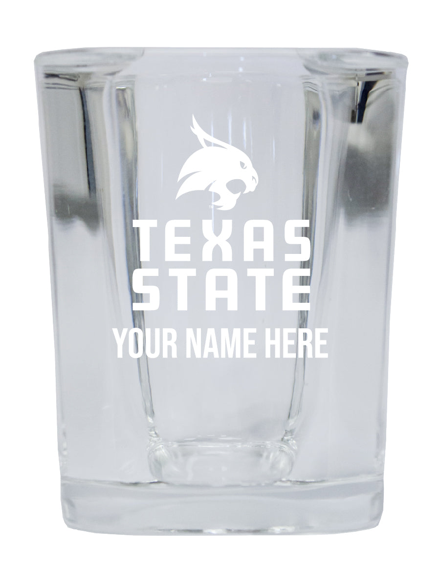 NCAA Texas State Bobcats Personalized 2oz Stemless Shot Glass - Custom Laser Etched 4-Pack