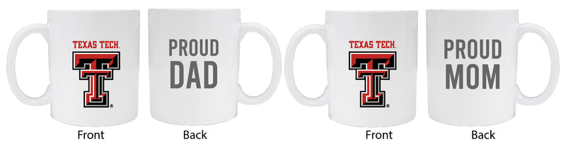 Texas Tech Red Raiders Proud Mom And Dad White Ceramic Coffee Mug 2 pack (White)