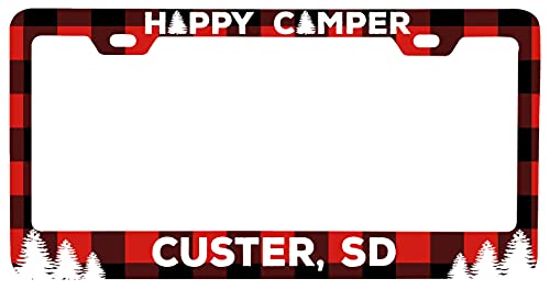 Custer South Dakota Car Metal License Plate Frame Plaid Design