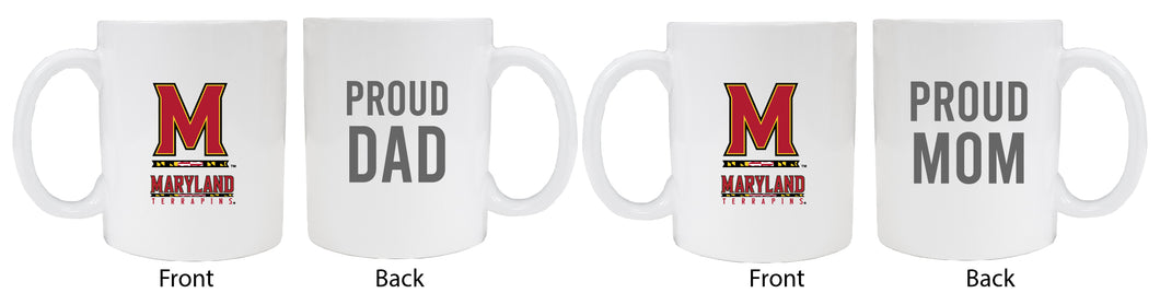 Maryland Terrapins Proud Mom And Dad White Ceramic Coffee Mug 2 pack (White)