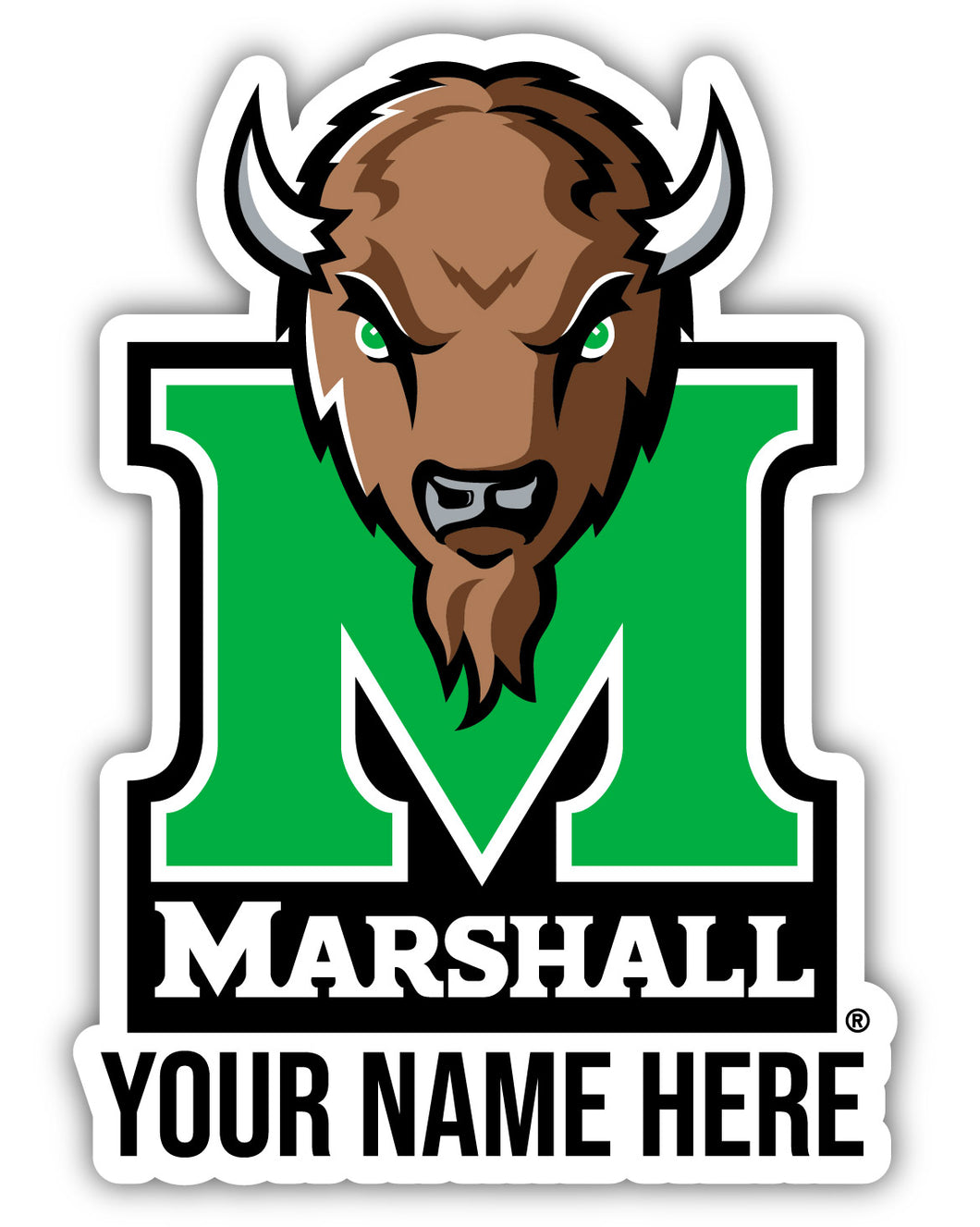 Marshall Thundering Herd 9x14-Inch Mascot Logo NCAA Custom Name Vinyl Sticker - Personalize with Name