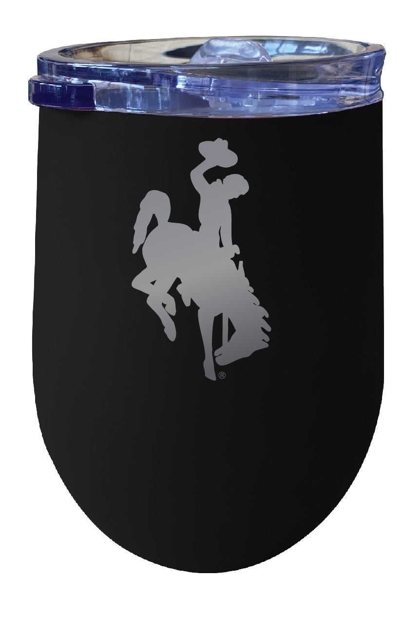Wyoming Cowboys 12 oz Etched Insulated Wine Stainless Steel Tumbler - Choose Your Color